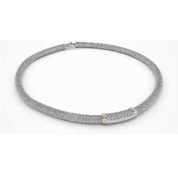Diamond Mesh Collar Necklace in 14k Gold and Sterling Silver (1/4 ct. t.w.) - Picture 4 of 5